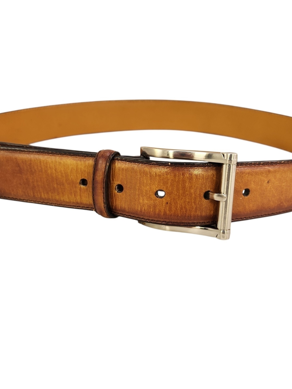 MAGNANNI  1121 CARBON LEATHER BELT BROWN SIZE 32